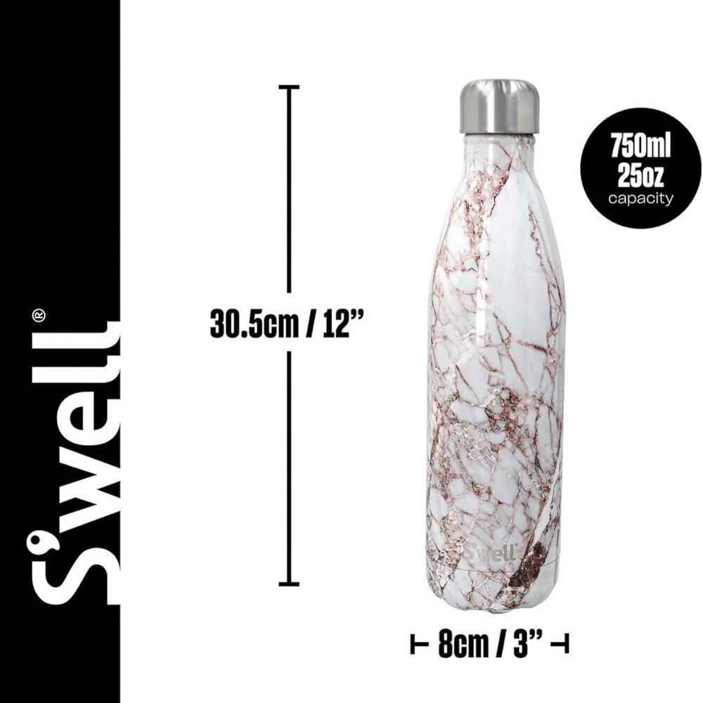S'WELL Stainless Steel Water Bottle 750ml Hot/Cold in Calacatta Gold Brand New - Picture 6 of 8